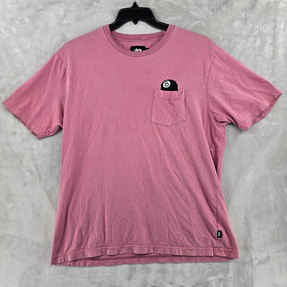 Stussy 8 Ball Mens Short Sleeve Pocket T Shirt Rose Color Size Large